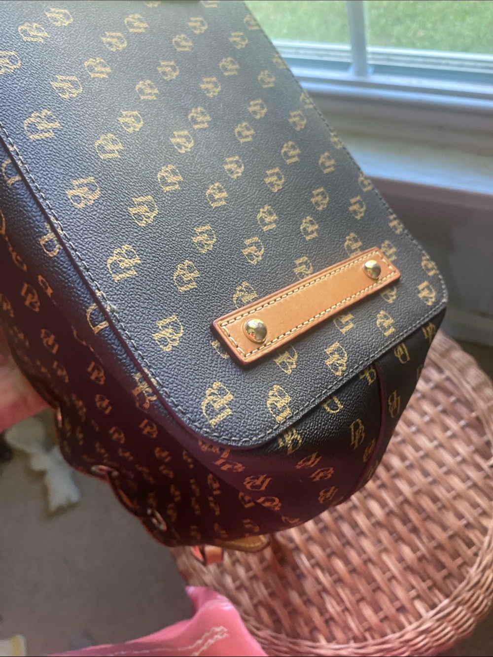 Dooney & Bourke dark brown Tote with Tan Trim and Tassel - Picture 4 of 7